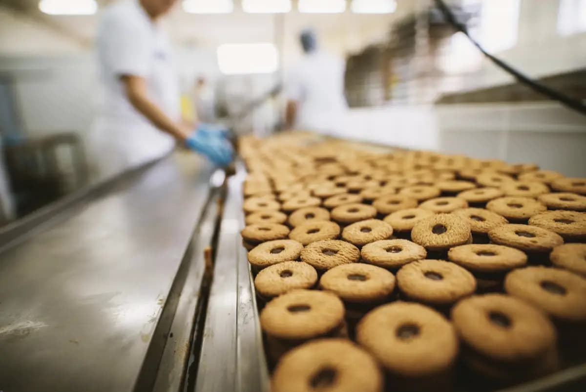 Linea de produccion de alimentos con sistema de inspeccion con IA de Condor Vision